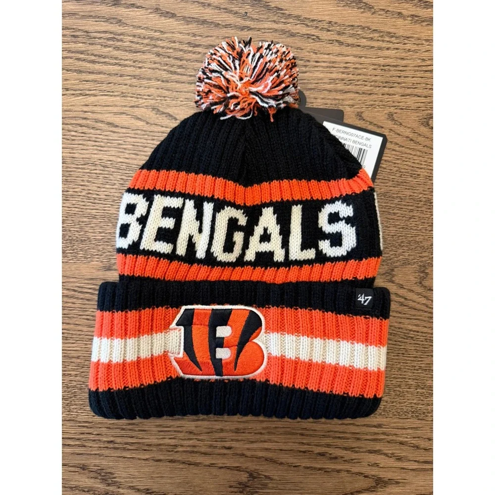 Cincinnati Bengals Bering 47 Brand Cuff Knit Beanie Hat Black Orange